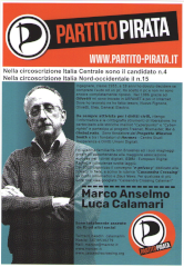 volantino elettorale Marco Calamari candidato Partito Pirata